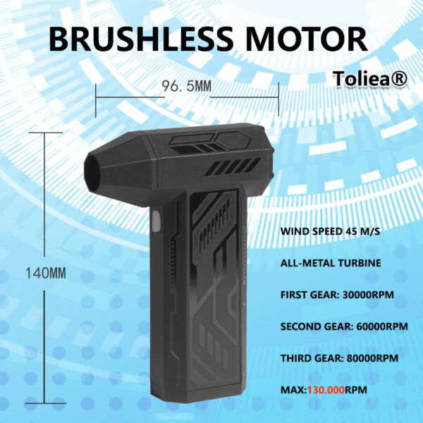 Toliea TL-X09 Turbo Jet Blower – 130,000 RPM High-Speed Mini Fan, 4 Adjustable Speeds, Portable Design with Type-C Charging for Cleaning - Image 4