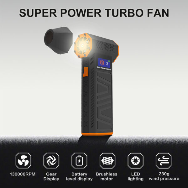 Toliea TL-X3M Turbo Jet Blower - Handheld High-Speed Blower with 130,000 RPM, 48m/s Max Wind Speed, LED Flashlight