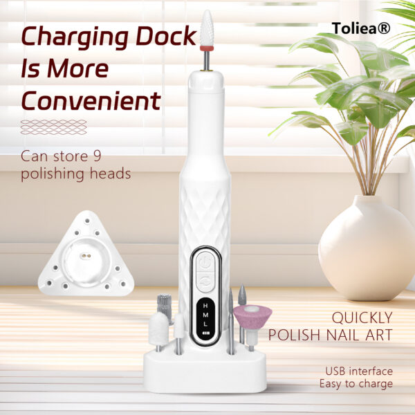 Toliea TL-A1 15,000 RPM Rechargeable Electric Manicure Treatment Kit with Nail Drill and Rechargeable Base